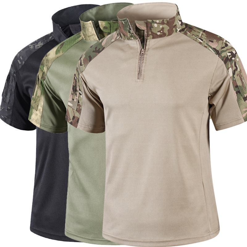 Outdoor Hunting T Shirts - Mens Summer Camo Tactical Shirt Short
