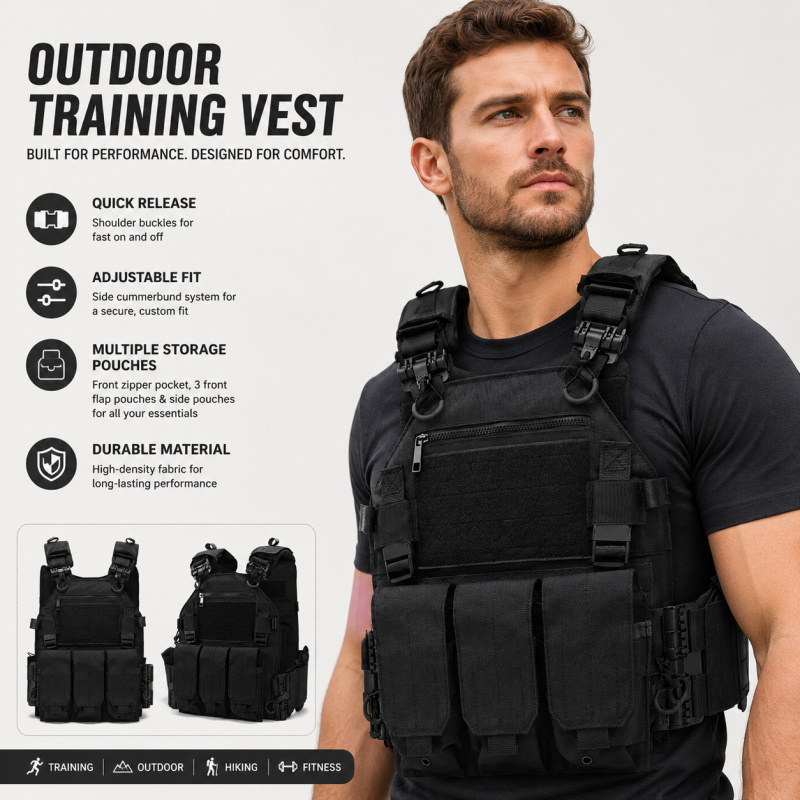 Outdoor Hunting Vest - Tactical Vest Polyester Carrier with Triple