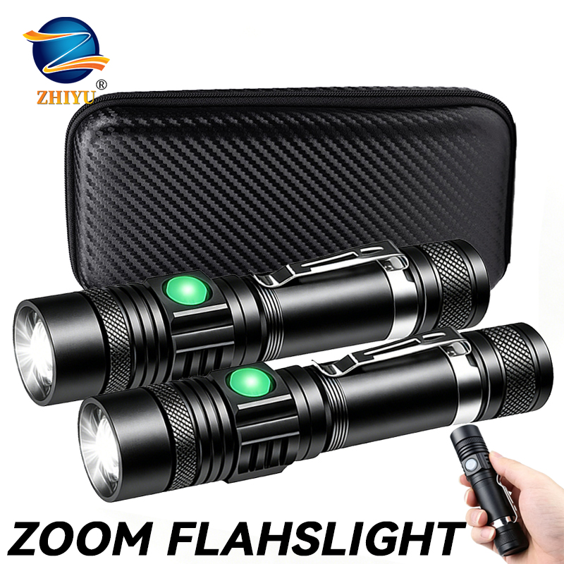 Hunting Outdoor - T6 LED Rechargeable Flashlight,18650 Zoomable Torch,